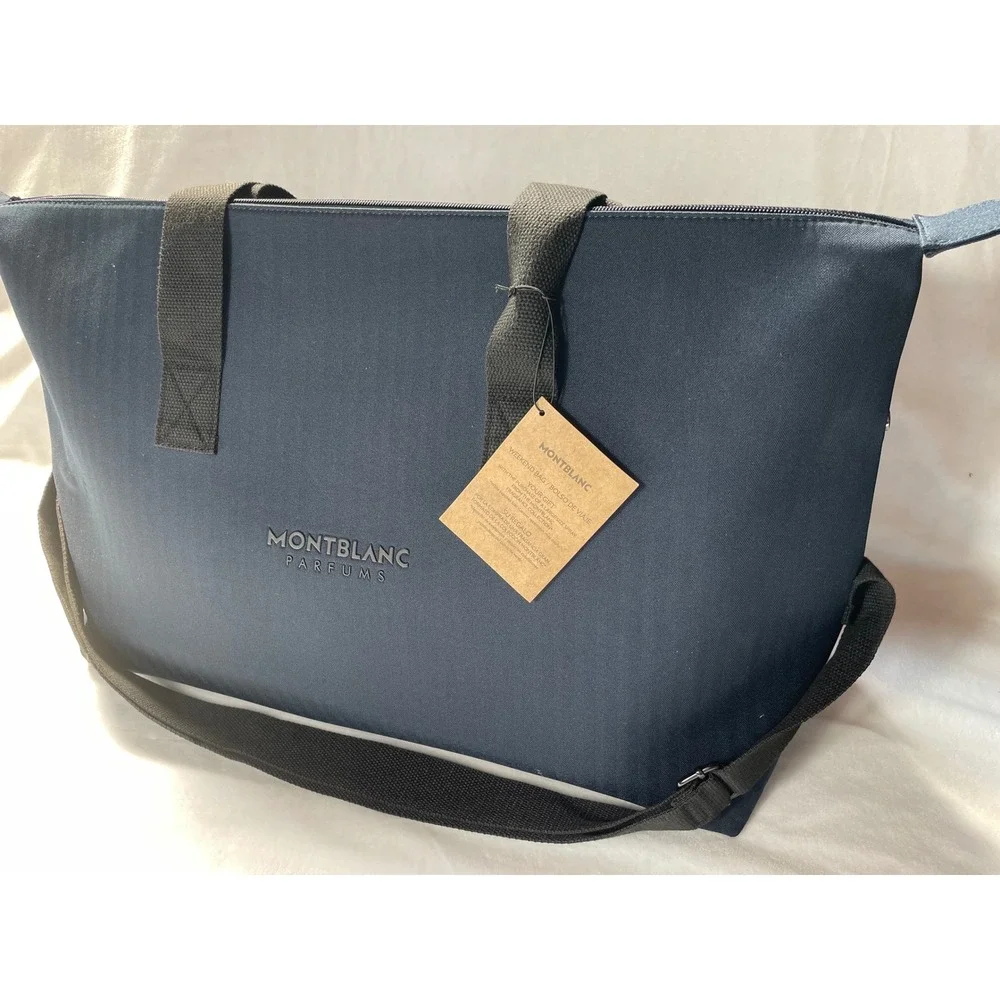 Montblanc Parfums Navy Blue Weekend Bag Duffel Travel Tote New With Tags